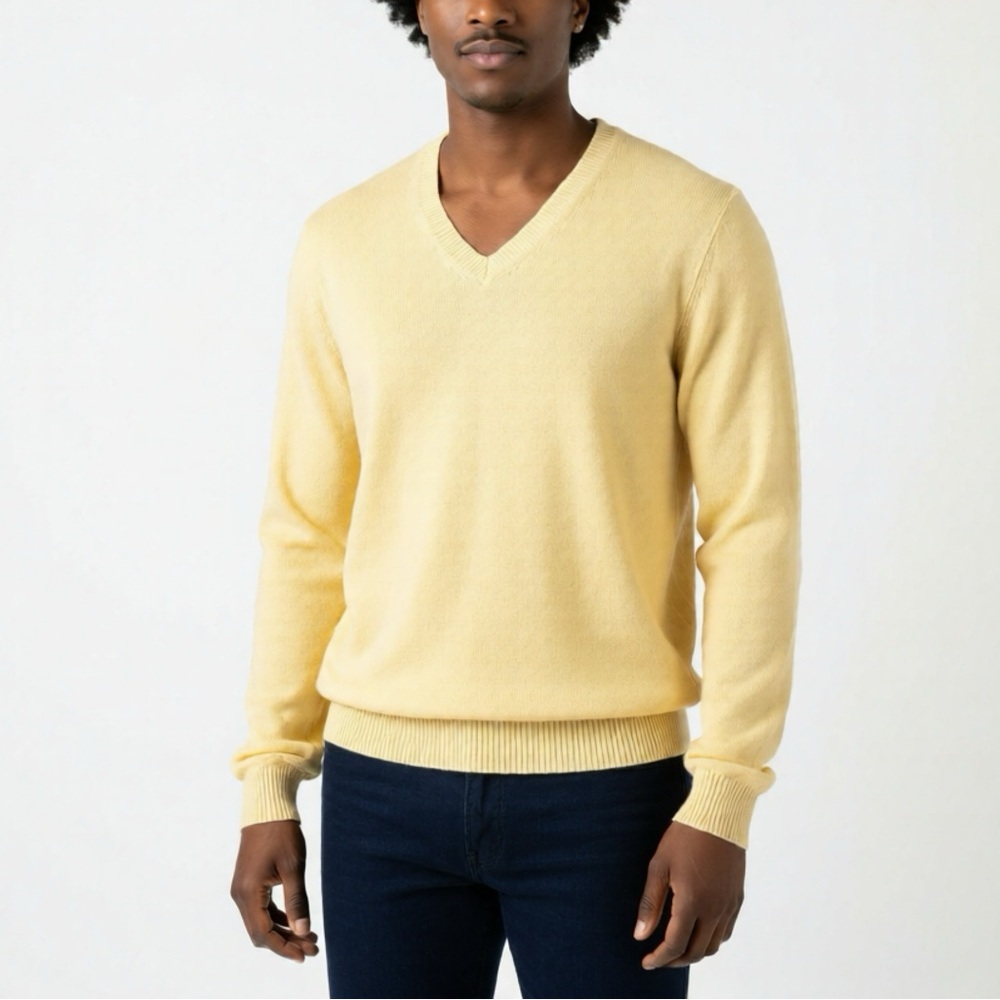 BROOKS BROTHERS | Yellow V-Neck Knit Sweater Sz S
